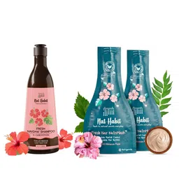 Nat Habit Five Oil Hibiscus Fresh Navdha Shampoo 250ml & Set Of 2 Hair NutriMask 40g Each-picture-3