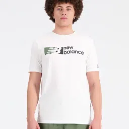New Balance White Comfort Fit Logo Print Sports T-Shirt-image-12