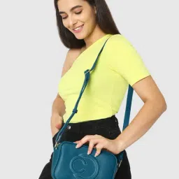 Caprese Dora Teal Faux Leather Solid Sling Handbag-picture-47