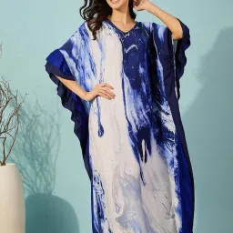 The Kaftan Company Blue Printed Kaftan image 5