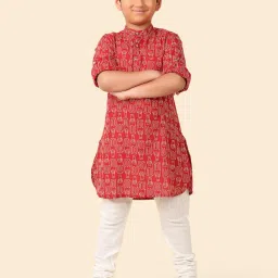 Fabindia Kids Red Printed Full Sleeves Kurta image 5