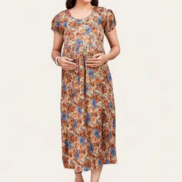 RITIJYA Floral Printed Maternity Fit & Flare Midi Dress image 5