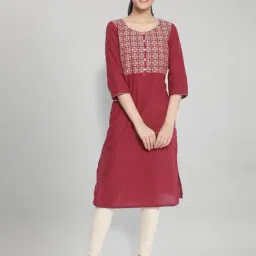 Aurelia Maroon Printed Regular Fit Kurta-picture-27