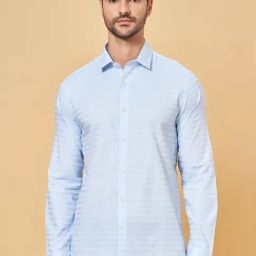 Peregrine by Pantaloons Air Blue Cotton Slim Fit Shirt-picture-33