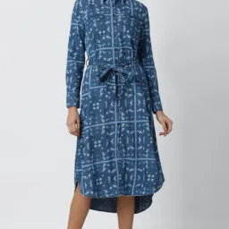 Van Heusen Navy Printed Dress-image-41