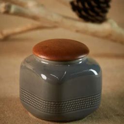 Fabindia Home 'Swayam' Grey & Brown Ceramic 10.5 cm Jar With Lid (0.5 L) - Set of 1-picture-23