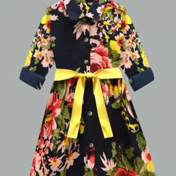 A.T.U.N. Kids Multicolor Floral Print Full Sleeves Dress-picture-25