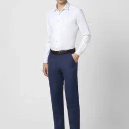 Peter England Navy Slim Fit Checks Trousers image 5