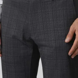 Van Heusen Grey Slim Fit Checks Trousers image 5