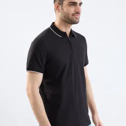 Spykar Black Cotton Regular Fit T-Shirt image 4