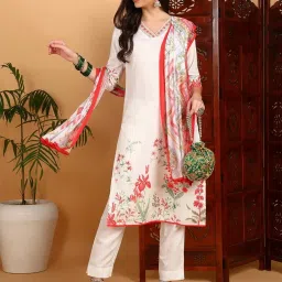 Vaamsi White Printed Kurta With Pant & Dupatta image 5