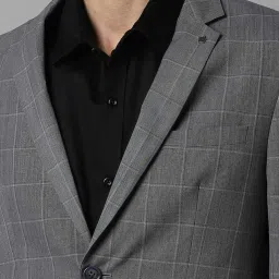 Louis Philippe Grey Slim Fit Checks Two Piece Suits image 5