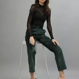 Iconic Green Mid Rise Trousers image 5