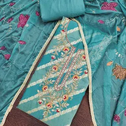 Maroosh Floral Woven Design Zari Modal Cotton Unstitched Dress Material image 5