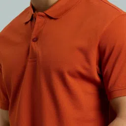 Reid & Taylor Tan Cotton Slim fit Solid T-Shirt image 5