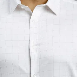 Reid & Taylor White Cotton Slim fit Checks Shirt image 5
