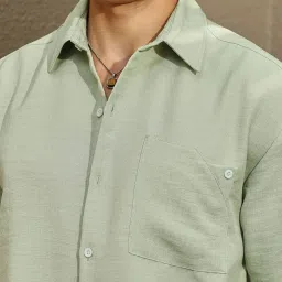 Campus Sutra Green Loose Fit Texture Shirt image 5