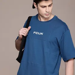 FCUK Drop-Shoulder Sleeves Pure Cotton T-shirt-image-84