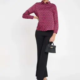 Madame Red Regular Fit Printed Shirt image 5