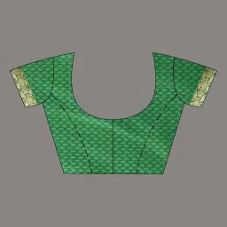 CHARUKRITI Green Silk Zari Saree With Unstitched Blouse image 5