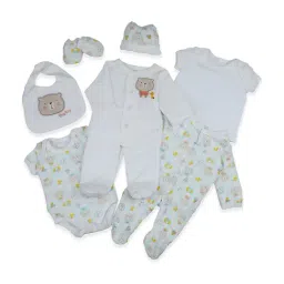 Baby Moo Kids White Cotton Printed Romper Set-picture-34