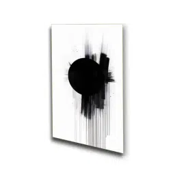 Nestroots Modern Black Circle Gold Frame Abstract Canvas Wall Painting image 3