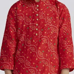 VASTRAMAY Boys Red Kurta And Patiala Set image 5