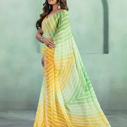 Kalista Embroidered Embellished Lehriya Georgette Saree image 4