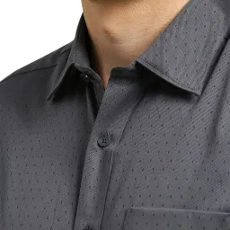 Louis Philippe Grey Cotton Regular fit Self Shirt image 5