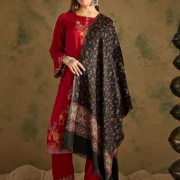 SAHASIKA Floral woven design Woollen Shawl-picture-24
