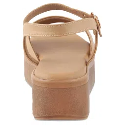 Tresmode Women's Beige Ankle Strap Wedges image 5