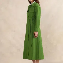 RAREISM Green Viscose Blend Solid Long Sleeves Jacket image 4
