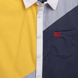 Blue Giraffe Boys Multicolor Cotton Color Block Pattern Shirt image 3