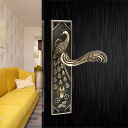 Atom 25.4 cm (10 inch) Zinc Matte Finish Multicolor Door Lock Set, MH-MAYUR-CY-BA-BSK image 3