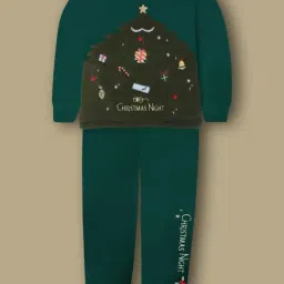 Cherry Crumble By Nitt Hyman Unisex Green Polyester Graphic Night Suit-picture-36