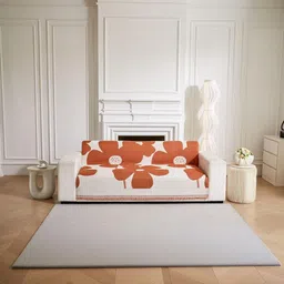 HOMETHREADS Orange & Orange Printed Sofa Cover image 3
