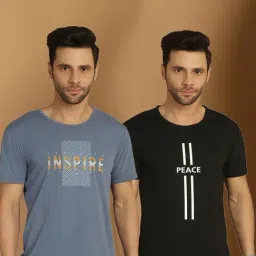 Vimal Jonney Blue & Black Regular Fit Printed T-Shirt-picture-35