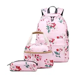 Little Surprise Box Floral Bunch Pink Printed 3 pcs Matching Backpack-image-10