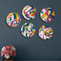 Nestroots Whimsy Abstract Blossom Multicolour Porcelain Decorative Wall Plate-picture-46