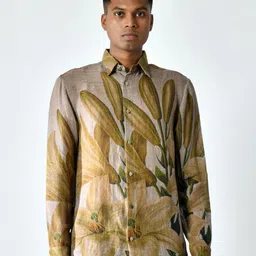 SAMANT CHAUHAN Relaxed Floral Printed Spread Collar Cotton Shirt-picture-26