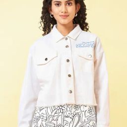 Honey by Pantaloons White Graphic Denim Jacket-picture-35