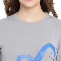 La Intimo Grey & Yellow Printed T-Shirt With Shorts image 5