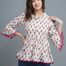 DHABHAI Geometric Print Bell Sleeve Top image 3