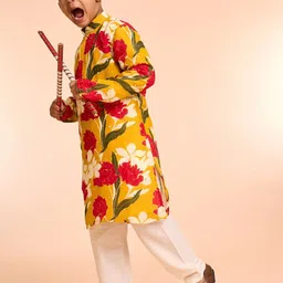 Manyavar Boys Floral Printed Kurta with Pyjama image 2