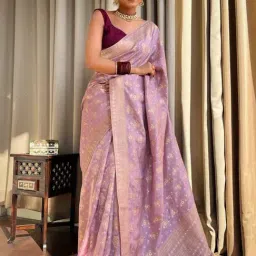 Saree Mall Purple Woven Saree With Unstitched Blouse-picture-10