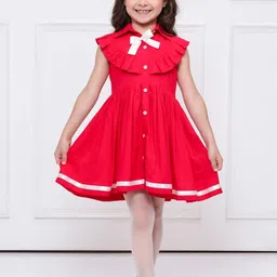 YK Girls Shirt Collar Fit & Flare Dress-picture-10