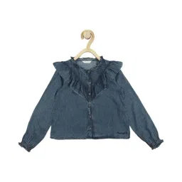 Peter England Kids Blue Solid Full Sleeves Top-picture-36