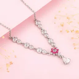 GIVA 92.5 Sterling Silver Regal Blossom Necklace for Women-picture-10