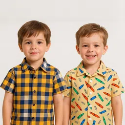 SHREE VANKIYA HANUMANJI FASHION Boys Pack Of 2 Spread Collar Casual Cotton Shirt-picture-14