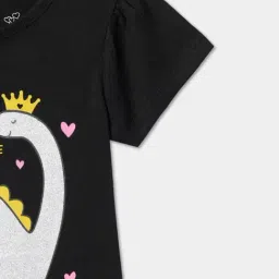 R&B Kids Black Graphic Print Short Sleeves Regular Fit T-Shirt image 3